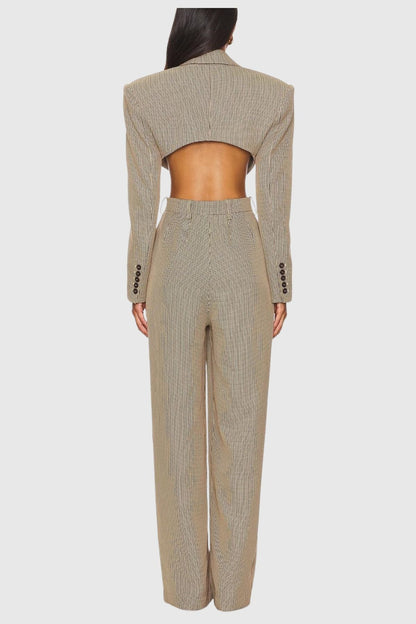 Cordia Houndstooth Belted Cutout Jumpsuit