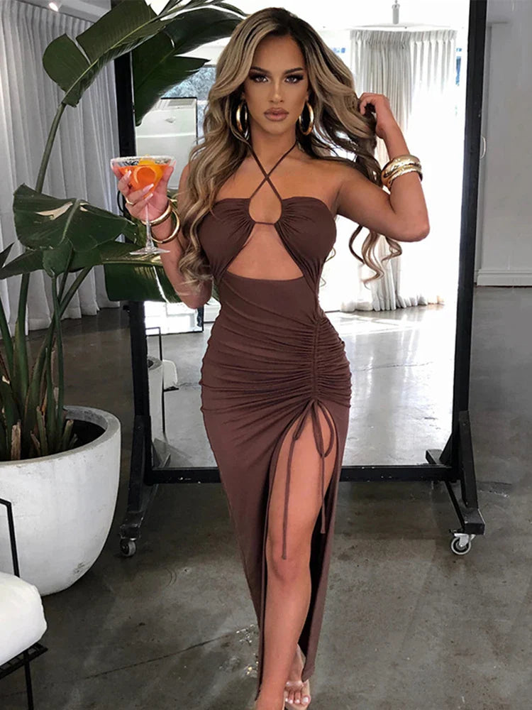 DressBetty - 2024 Hot Summer Sexy Sleeveless Cut Out Club Party Vestido Midi Dress