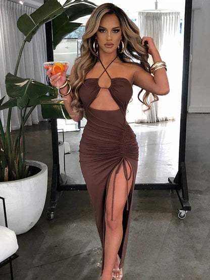 DressBetty - 2024 Hot Summer Sexy Sleeveless Cut Out Club Party Vestido Midi Dress