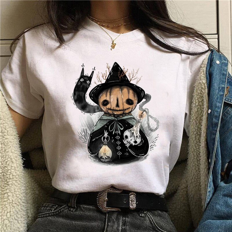 DressBetty - Cute Cartoon Cat Mushroom Print Women T Shirt