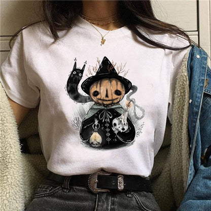 DressBetty - Cute Cartoon Cat Mushroom Print Women T Shirt