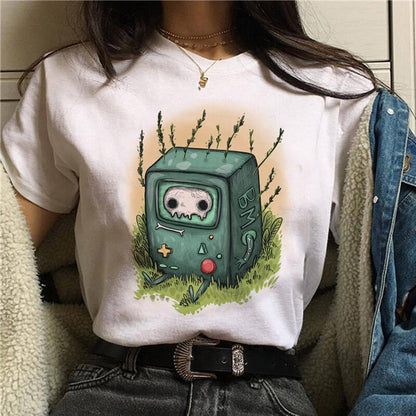 DressBetty - Cute Cartoon Cat Mushroom Print Women T Shirt