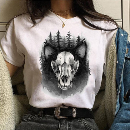 DressBetty - Cute Cartoon Cat Mushroom Print Women T Shirt