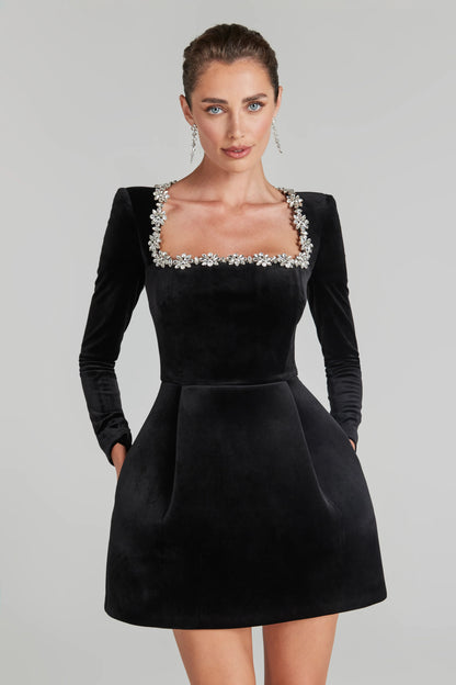 Monroe - Embellished Velvet Mini Dress