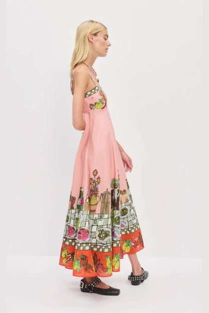 Sexy Linen Print Dress