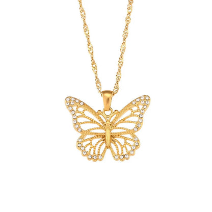 Dainty Butterfly Gold Zircon Necklace