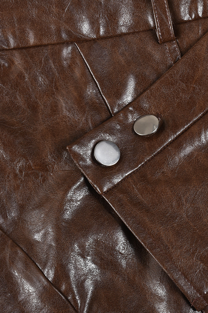 Daphne Cross Asymmetric Leather Skirt