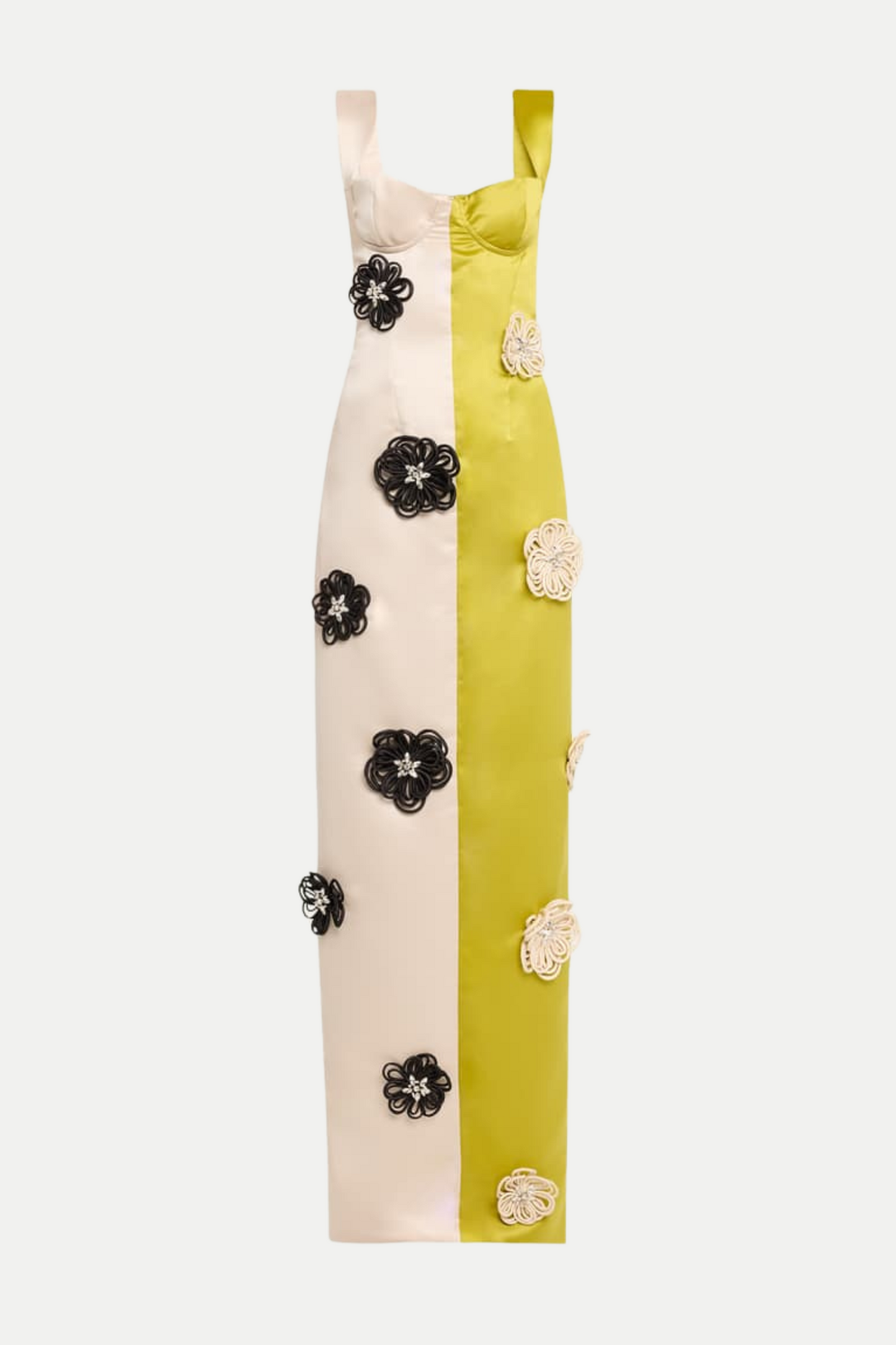 Darrah Floral Appliqué Maxi Bandage Dress - Yellow