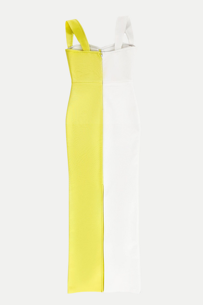Darrah Floral Appliqué Maxi Bandage Dress - Yellow