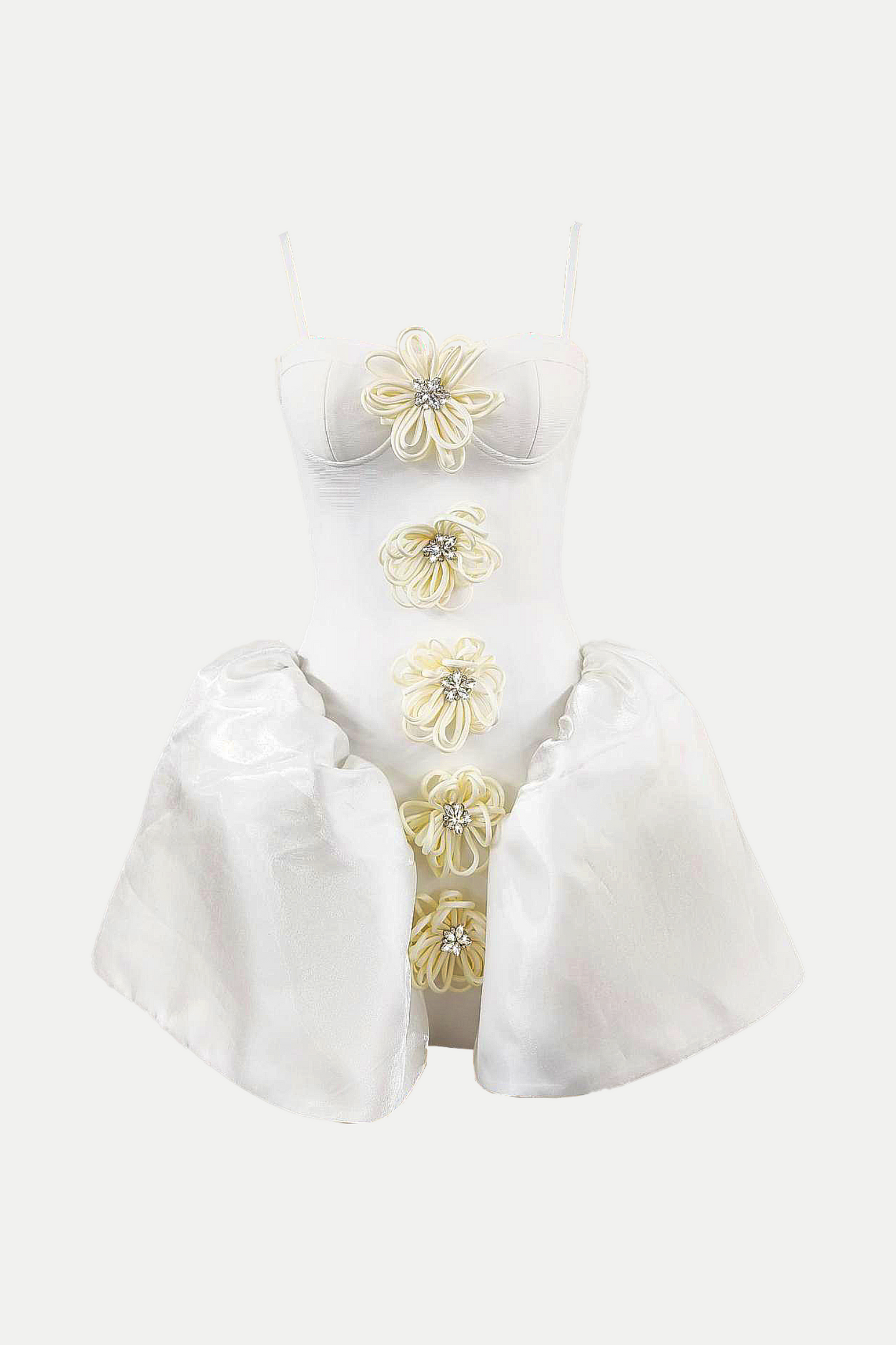 Darrah Floral Appliqué Mini Bandage Dress - White