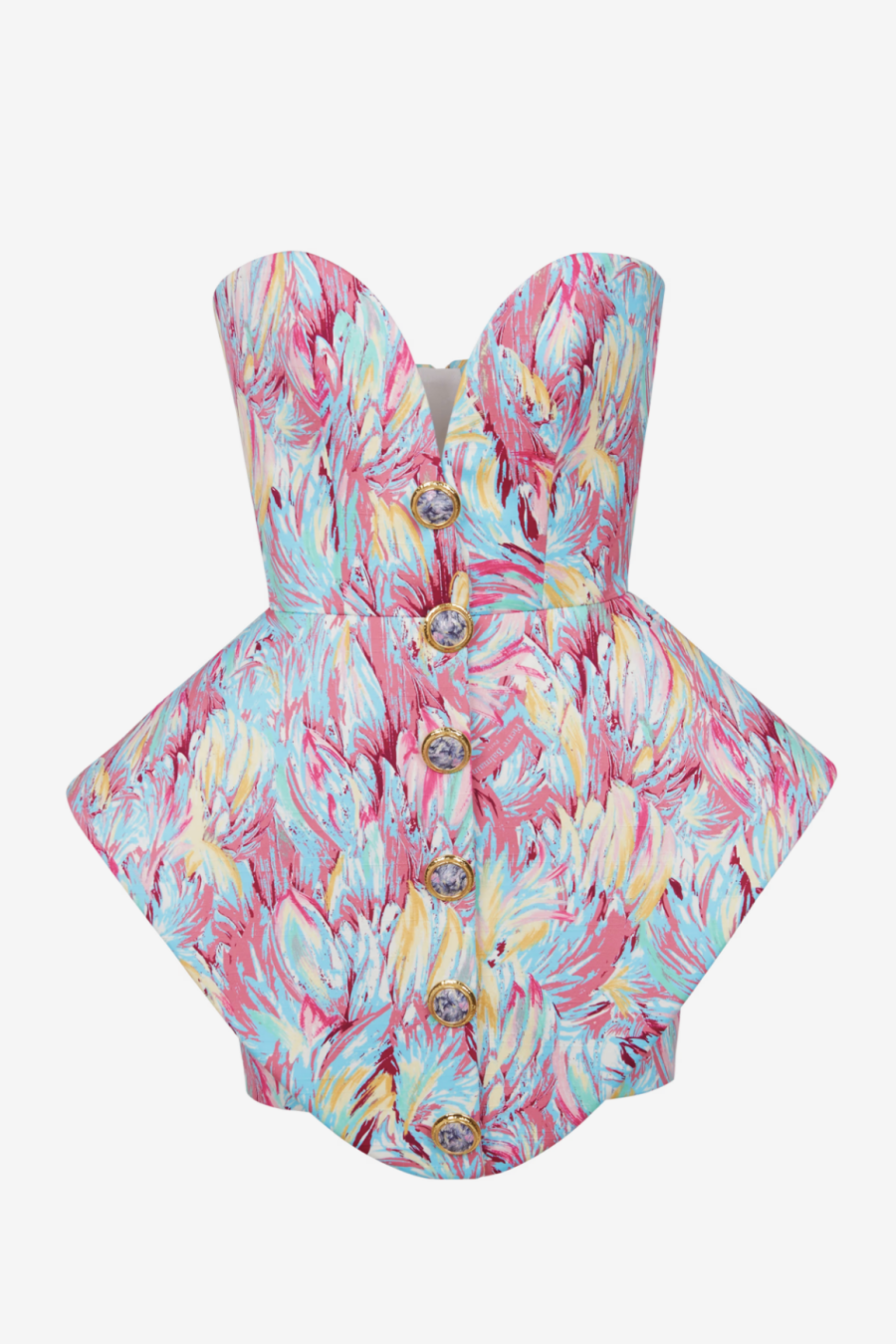 Datia Print Bustier Strapless Mini Dress