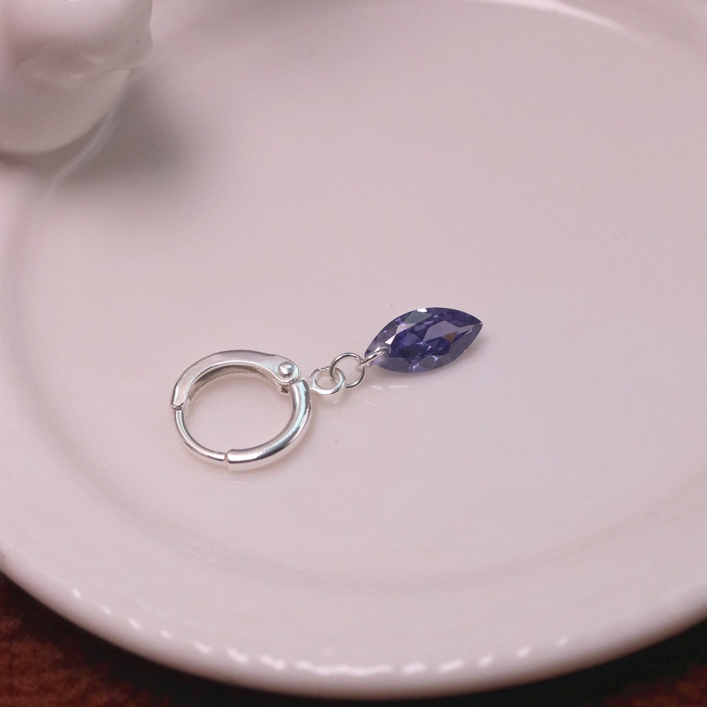 Deep Sea Blue & Frosty Purple Zircon Stud Earrings