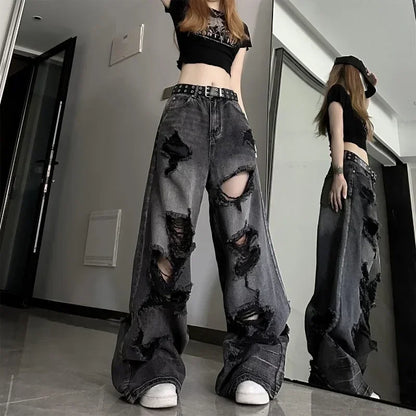 DressBetty - 2024 Korean Streetwear Gyaru Kpop Hippie Baggy Denim Women's Jeans