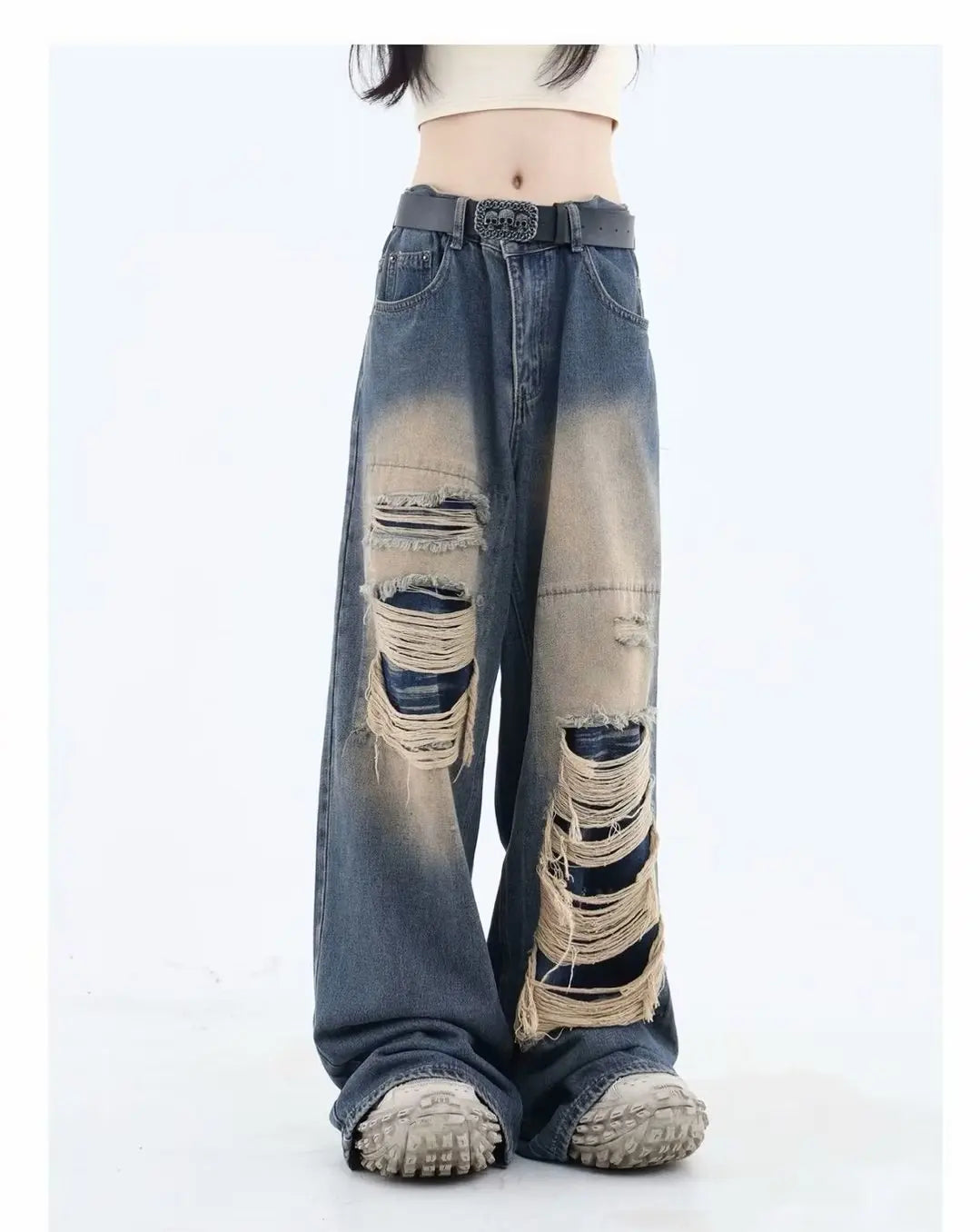 DressBetty - 2024 Korean Streetwear Gyaru Kpop Hippie Baggy Denim Women's Jeans