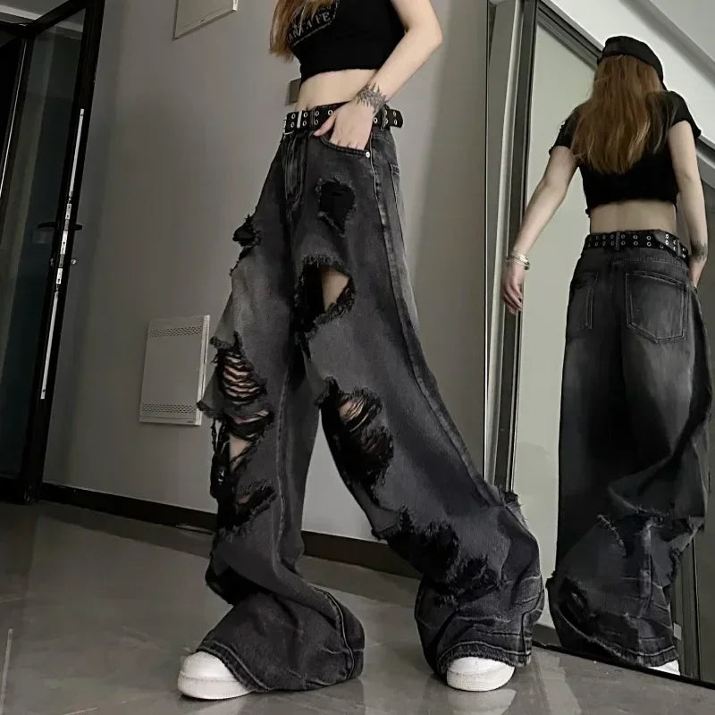 DressBetty - 2024 Korean Streetwear Gyaru Kpop Hippie Baggy Denim Women's Jeans