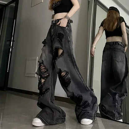 DressBetty - 2024 Korean Streetwear Gyaru Kpop Hippie Baggy Denim Women's Jeans