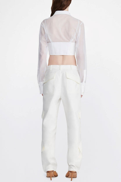 Delaney Grid Corset Shirt - White