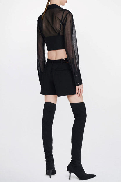Delaney Grid Corset Shirt - Black