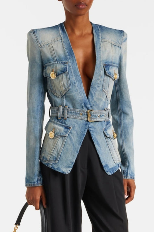 Delena Belted Denim Jacket