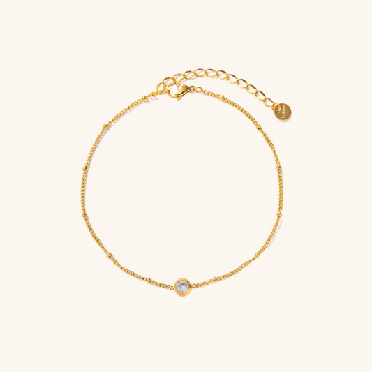 Delicate Crystal Charm Anklet - Golden Elegance