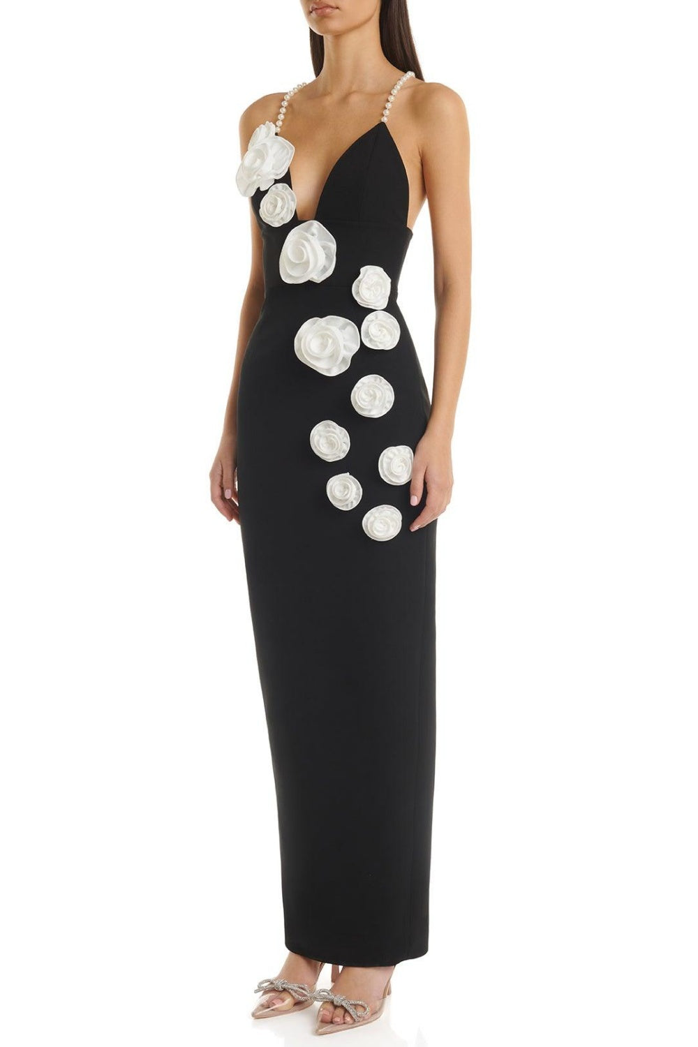 Delphi Floral Pearl Maxi Bandage Dress