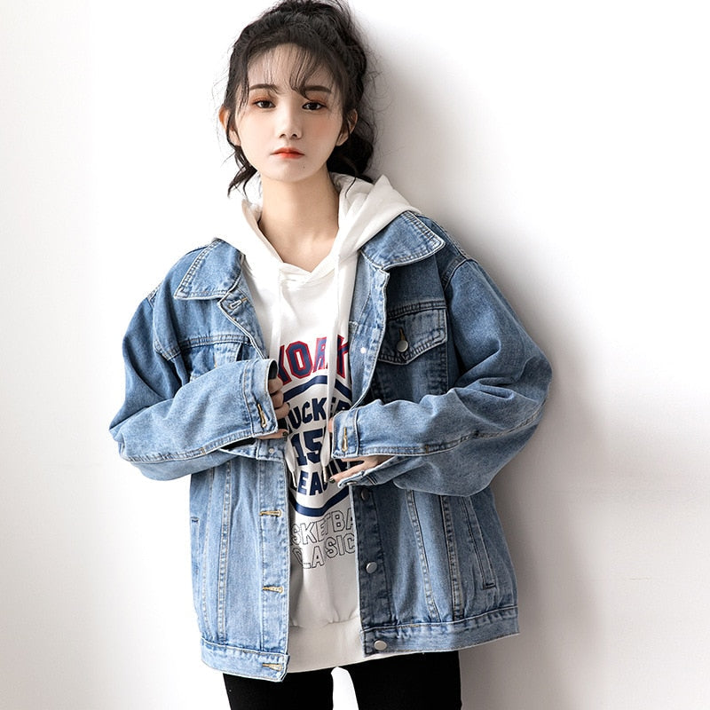 DressBetty - Denim Oversize Turn-down Collar Jacket