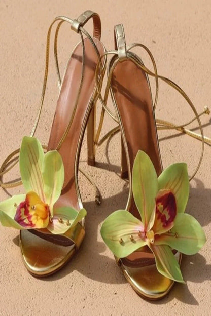 Lailah Open High-heeled Sandals with Cross Straps