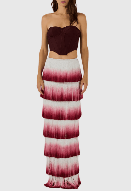 Despo Gradient Fringe Corset Two Piece Bandage Set