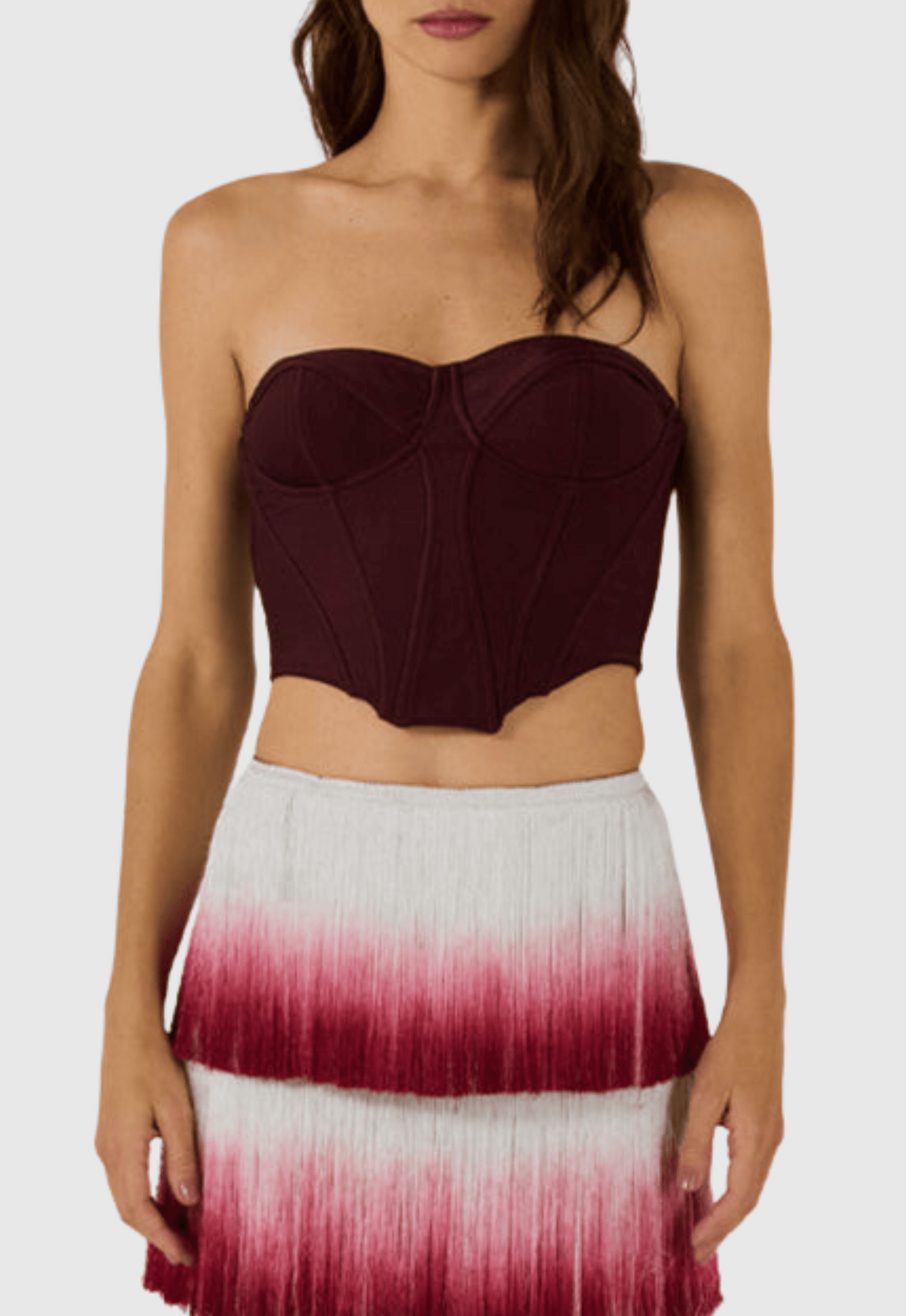 Despo Gradient Fringe Corset Two Piece Bandage Set