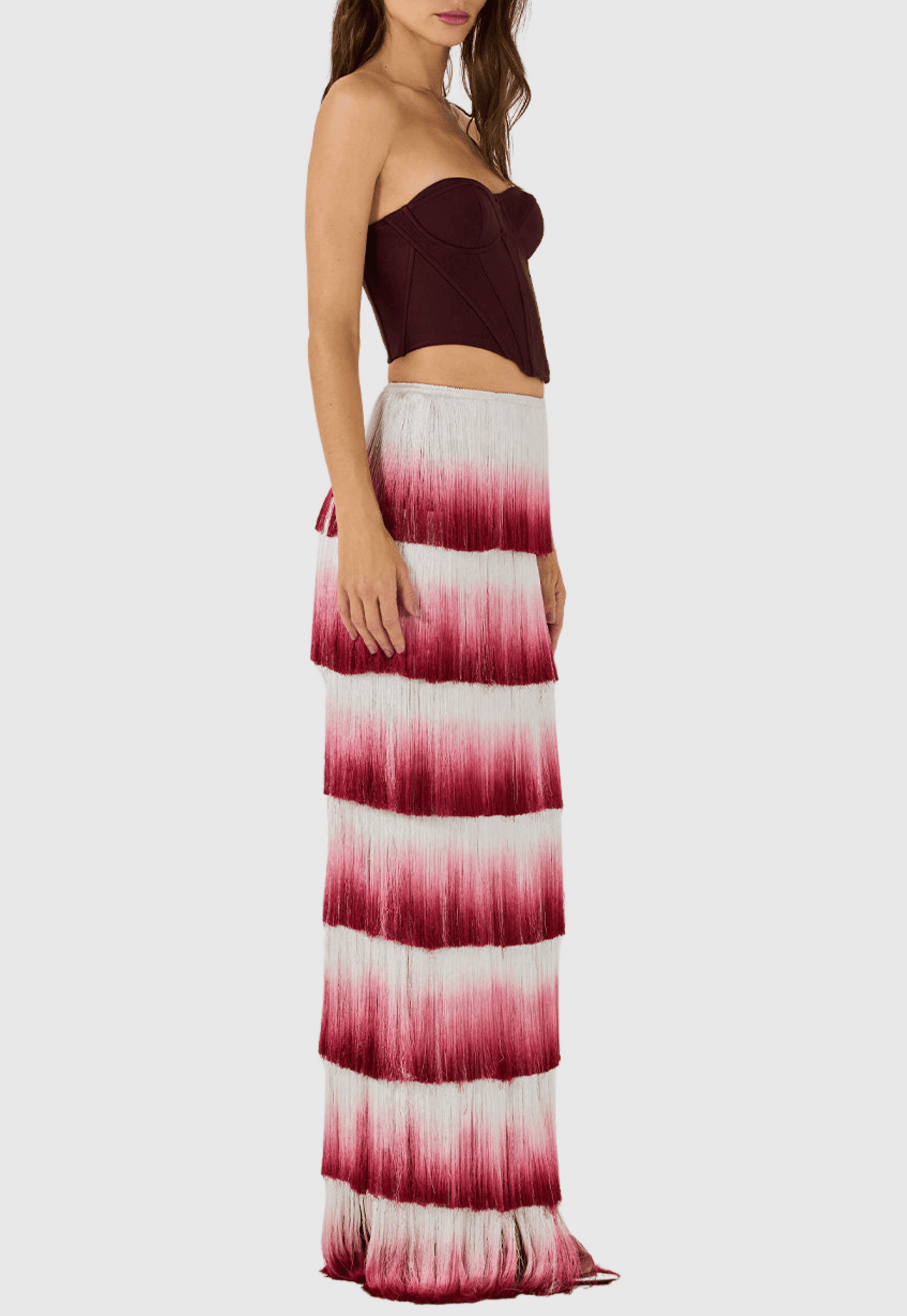Despo Gradient Fringe Corset Two Piece Bandage Set
