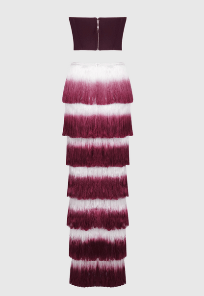 Despo Gradient Fringe Corset Two Piece Bandage Set