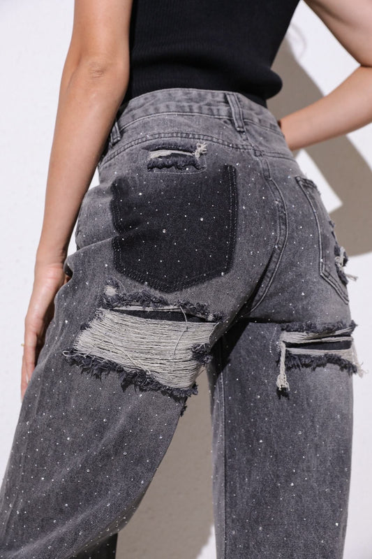 Destroyed Stone Jeans ( No Stretch )