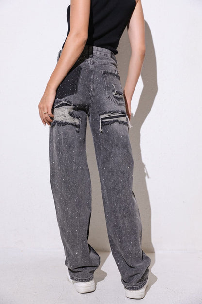 Destroyed Stone Jeans ( No Stretch )