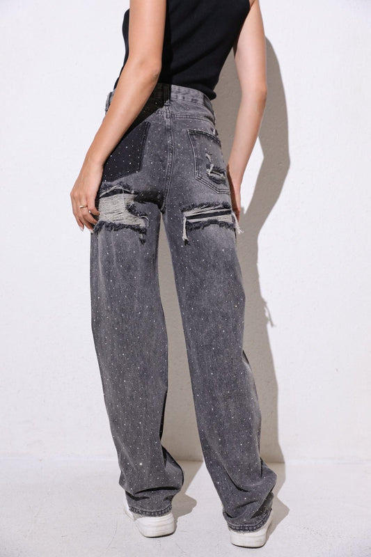 Destroyed Stone Jeans ( No Stretch )