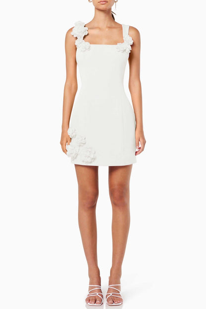 Dilanne Floral  Appliqué Mini Dress - White