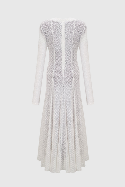 Dodiya Wavy-pattern Lace Maxi Dress - White