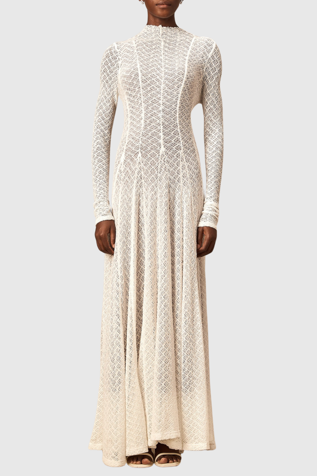 Dodiya Wavy-pattern Lace Maxi Dress - White