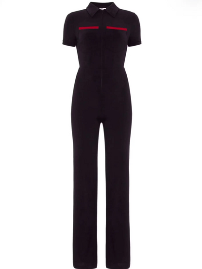 Double-Pocket Bodycon Velvet Jumpsuit