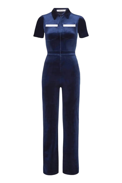 Double-Pocket Bodycon Velvet Jumpsuit