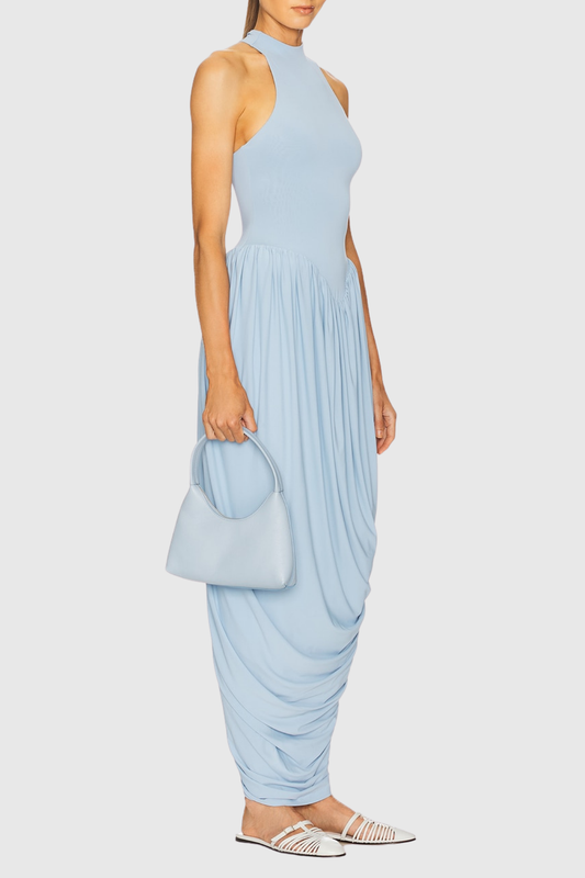 Doyle Sleeveless Ruched Midi Dress - Blue