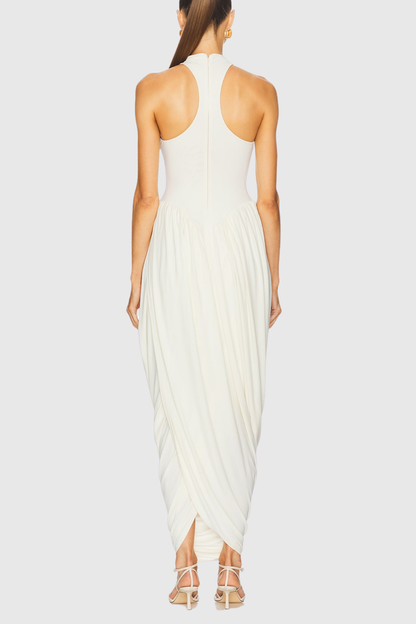 Doyle Sleeveless Ruched Midi Dress - White