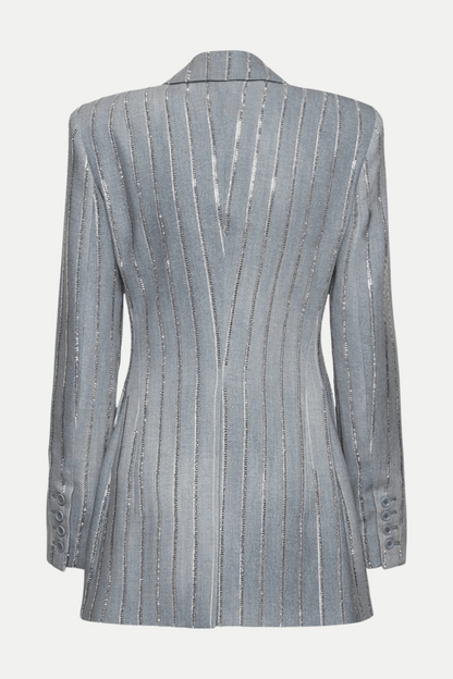 Dulcie Rhinestone-embellished Pinstripe Blazer Set