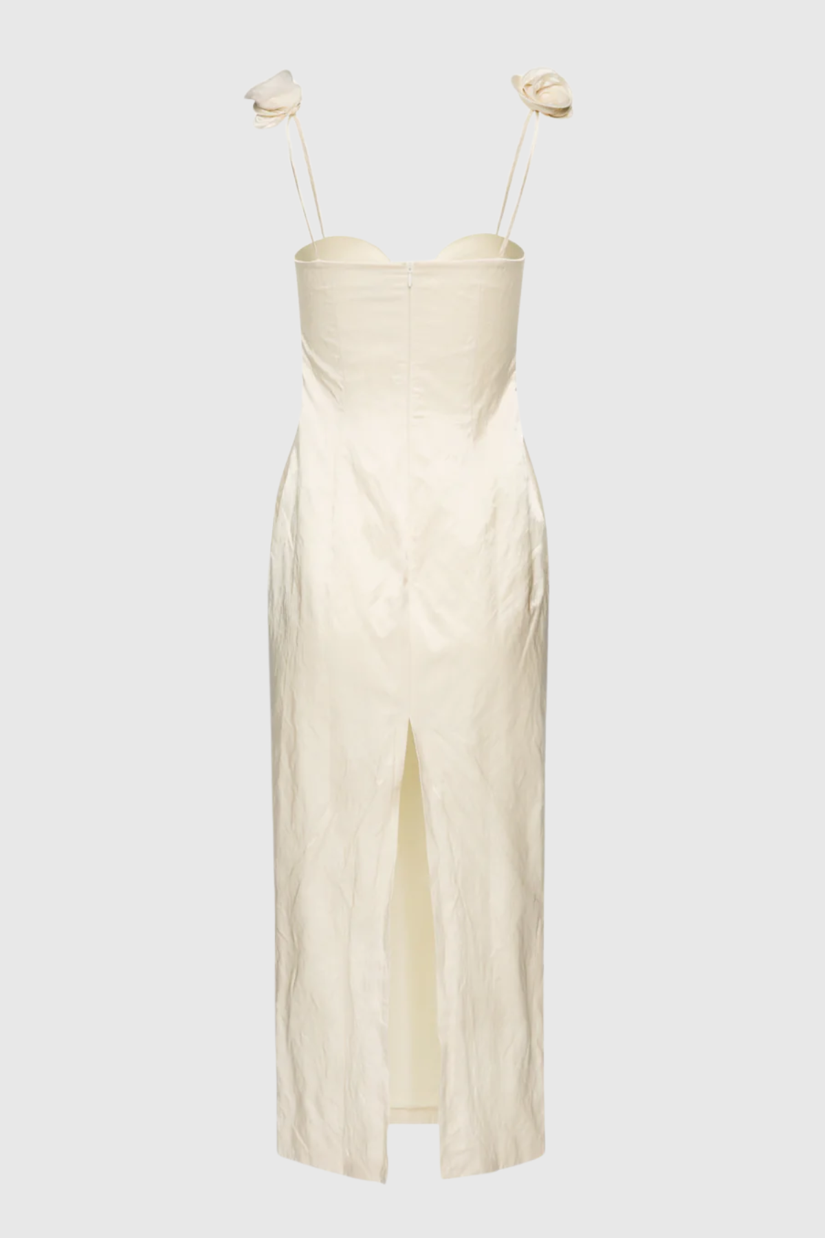 Durana Floral Appliqué Bustier Midi Dress - Beige