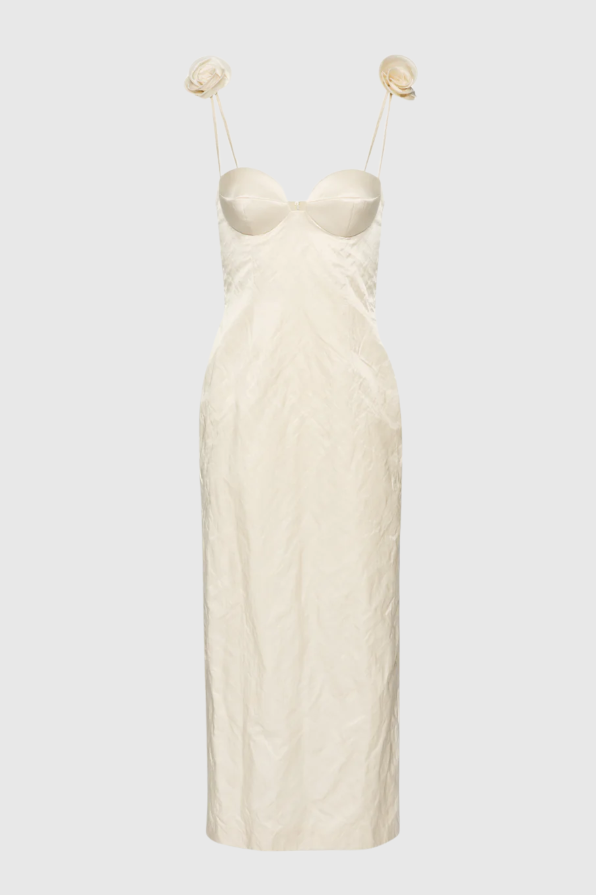 Durana Floral Appliqué Bustier Midi Dress - Beige
