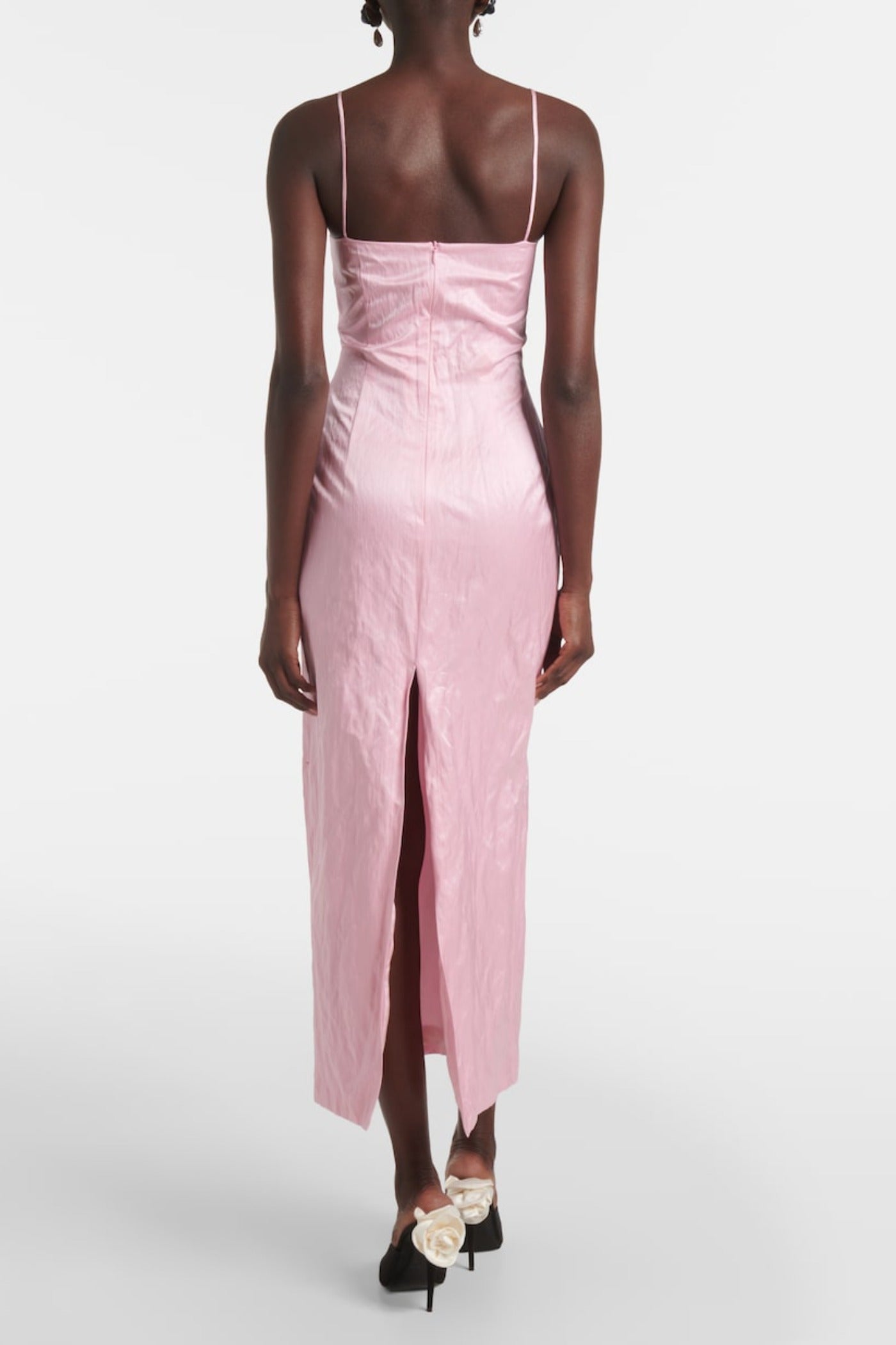Durana Floral Appliqué Bustier Midi Dress - Pink