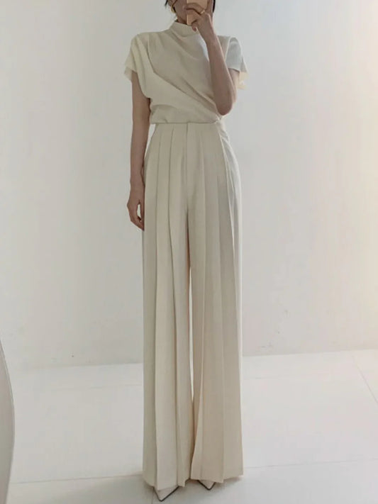 Pleated High Waist Wide Leg Pants Loose Straight Pants
