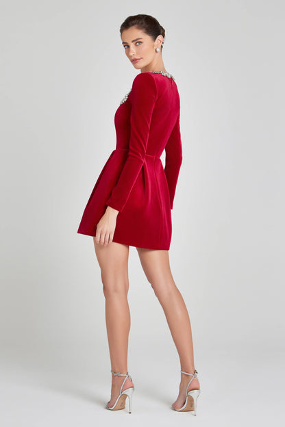 Monroe - Embellished Velvet Mini Dress