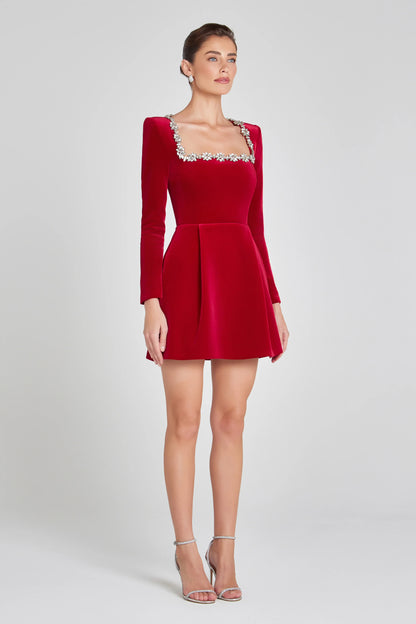Monroe - Embellished Velvet Mini Dress