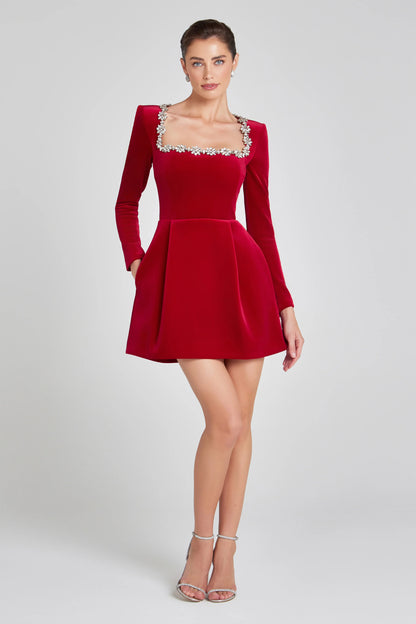 Monroe - Embellished Velvet Mini Dress