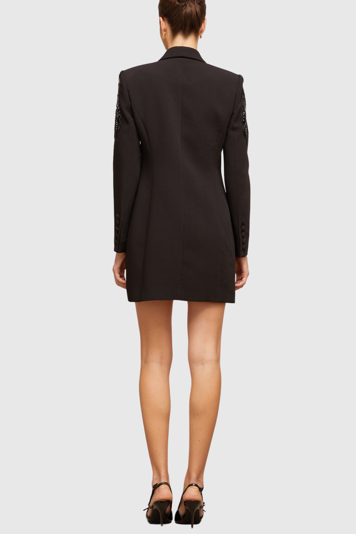 Charnita Sequin Embellished Blazer Dress - Black